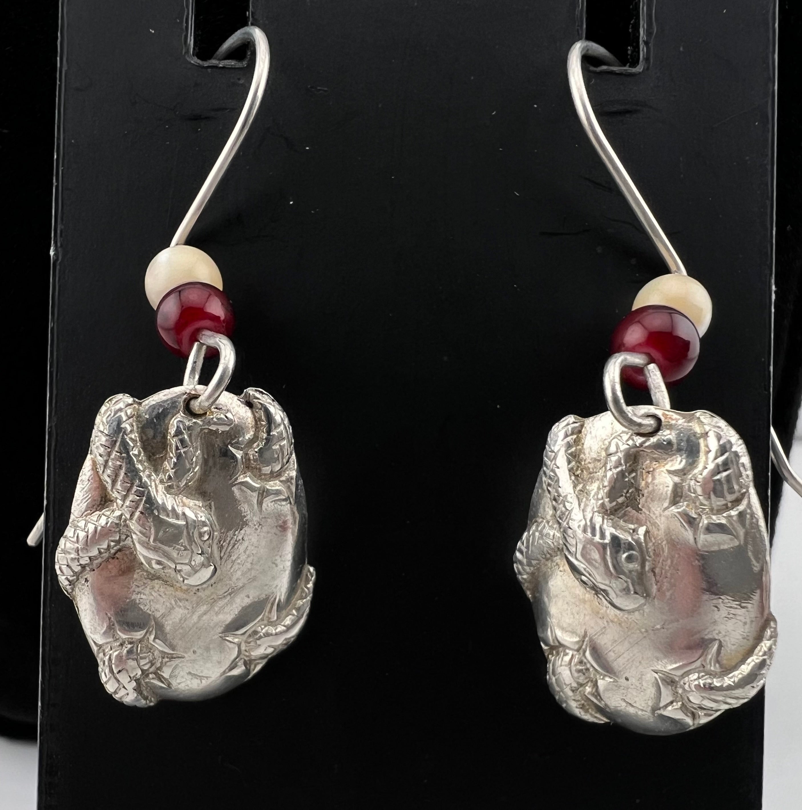 Sterling Silver Baby Snake Earrings - Handcrafted Serpent Dangle Earrings
