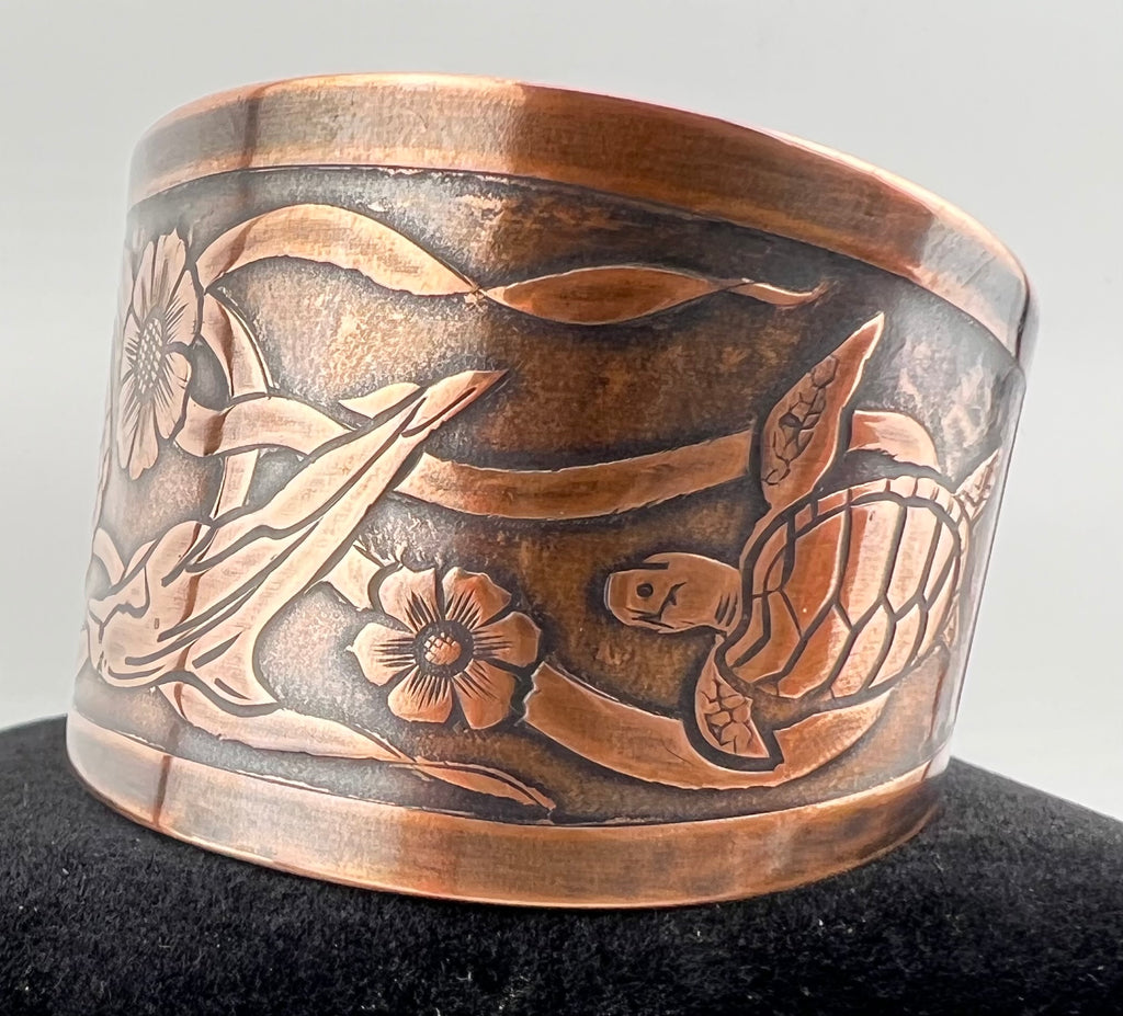 Ocean Embrace Copper Cuff. 8”