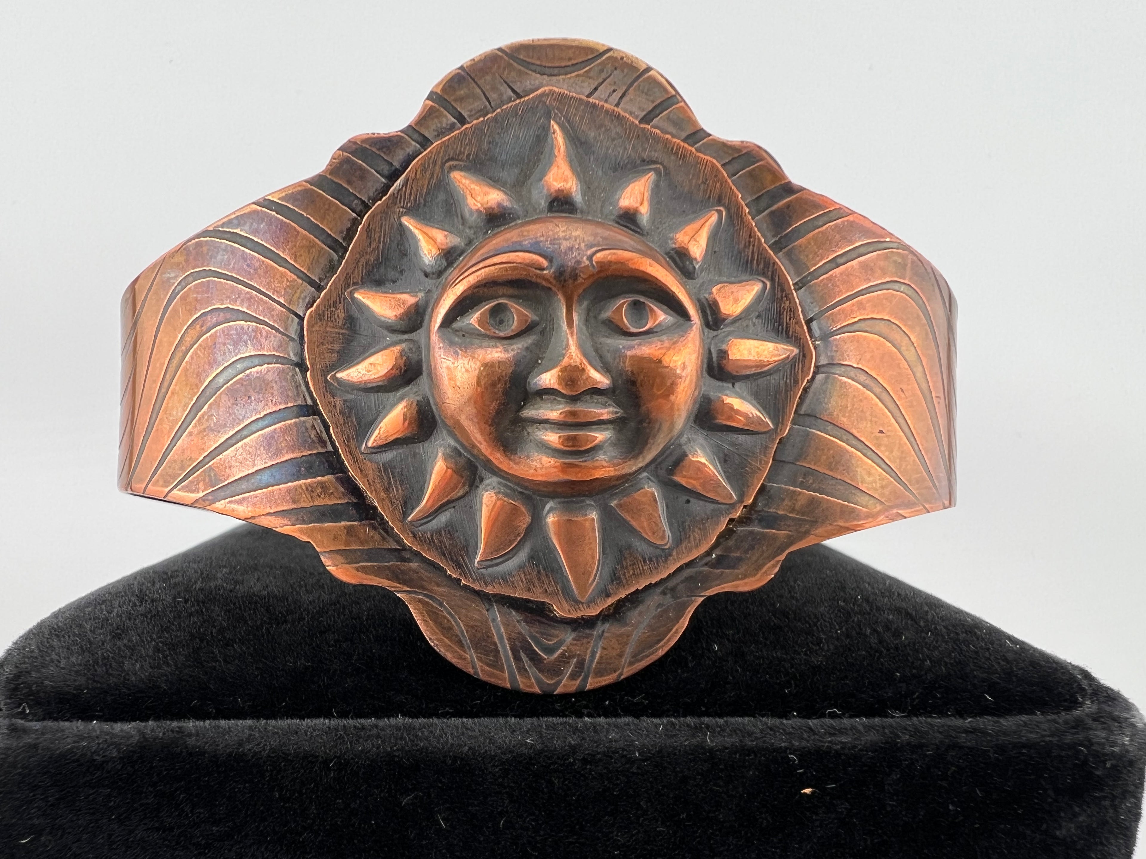 Copper Sun Face Cuff Bracelet