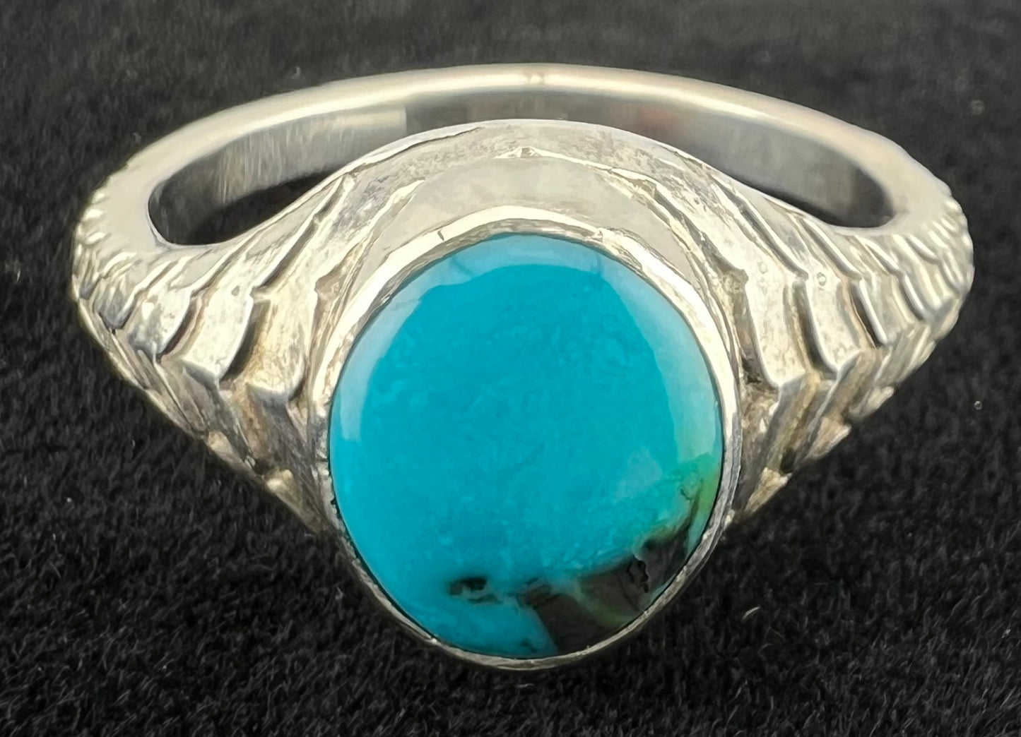 Dragon Scale Sterling Silver Ring with Turquoise - Size 10 3/4