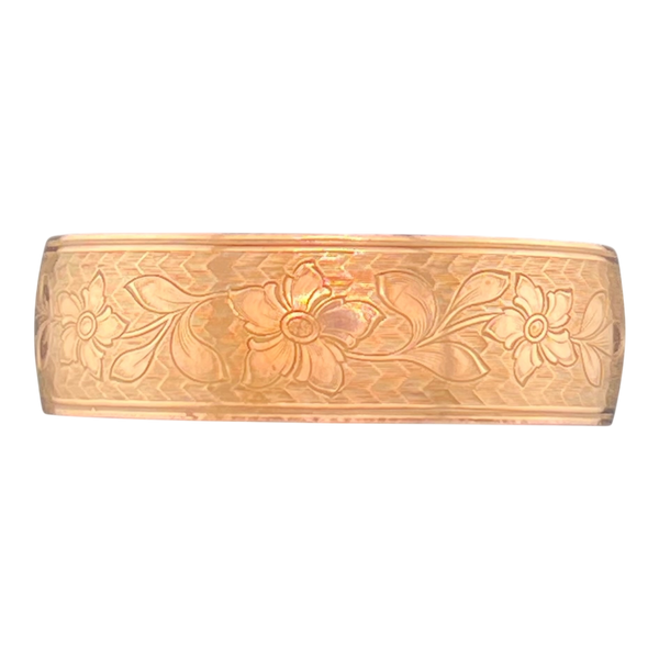 Copper cuff flowers with chevron pattern Natural