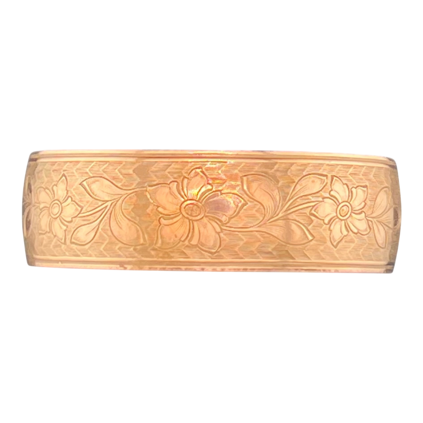 Copper cuff flowers with chevron pattern Natural
