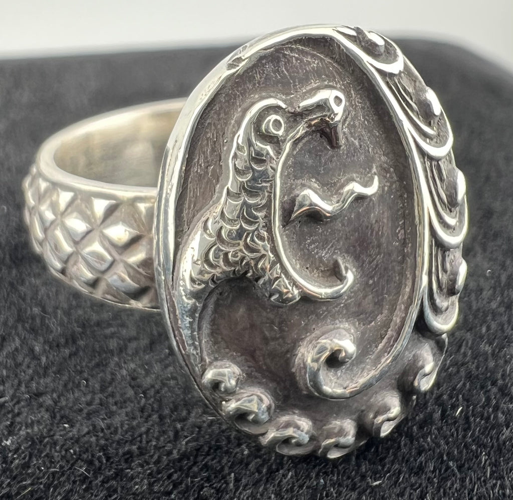 Screaming Serpent Sterling Silver ring 7 1/4