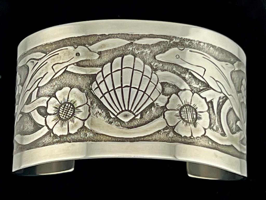Ocean Embrace Sterling Silver Cuff Bracelet 7 3/8"