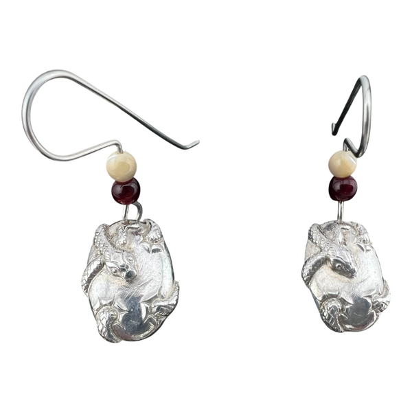 Hatching baby snake earrings in fine silver