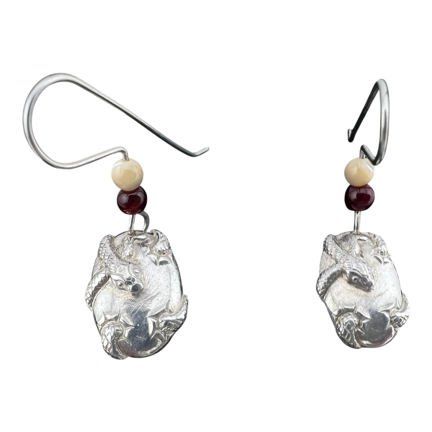 Hatching baby snake earrings in fine silver