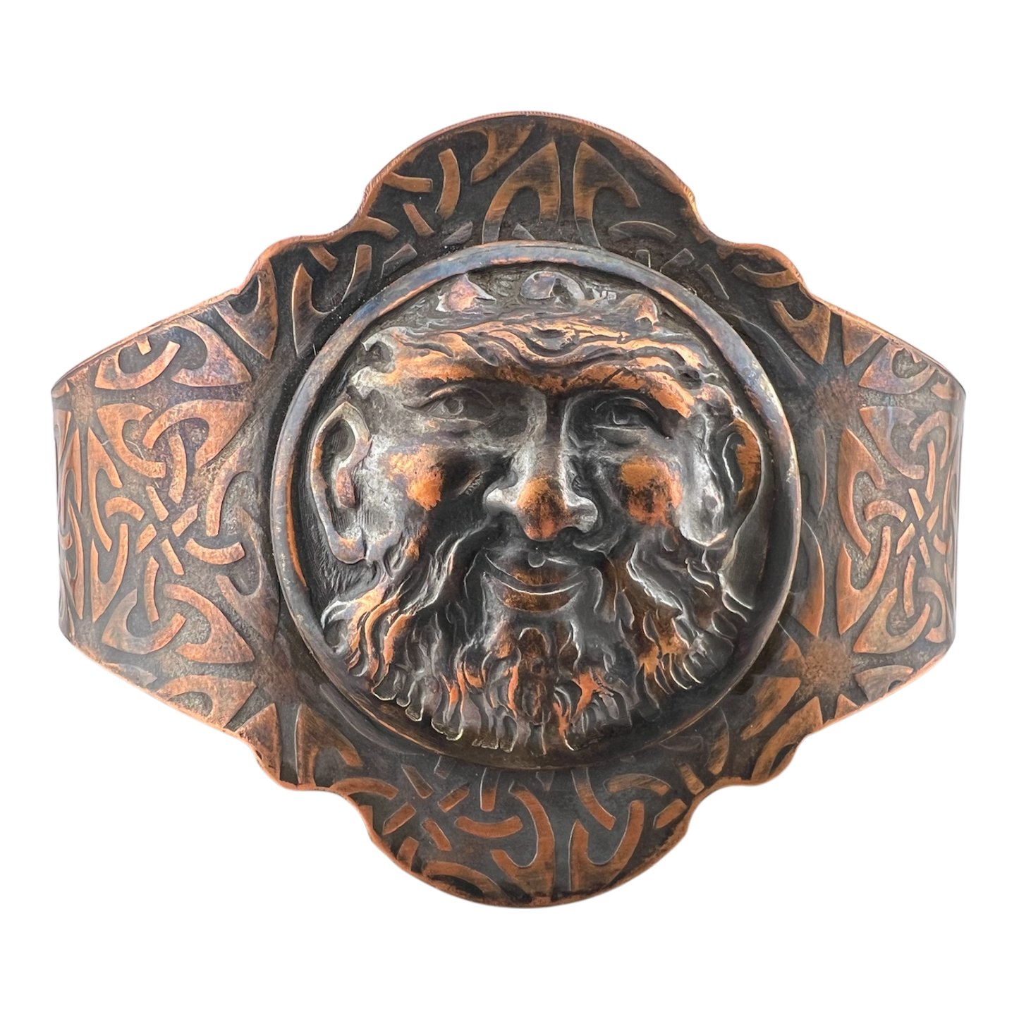 Knut the troll, copper Cuff bracelet with Celtic Knot pattern
