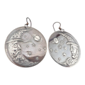 Pair of fine silver earrings with celestial designs moon witch and wizard