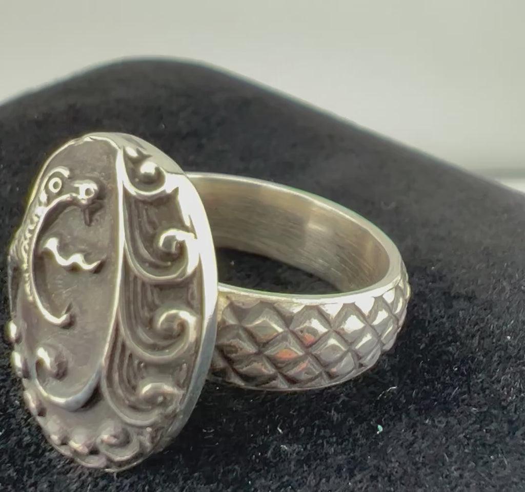 Screaming Serpent Sterling Silver ring 7 1/4