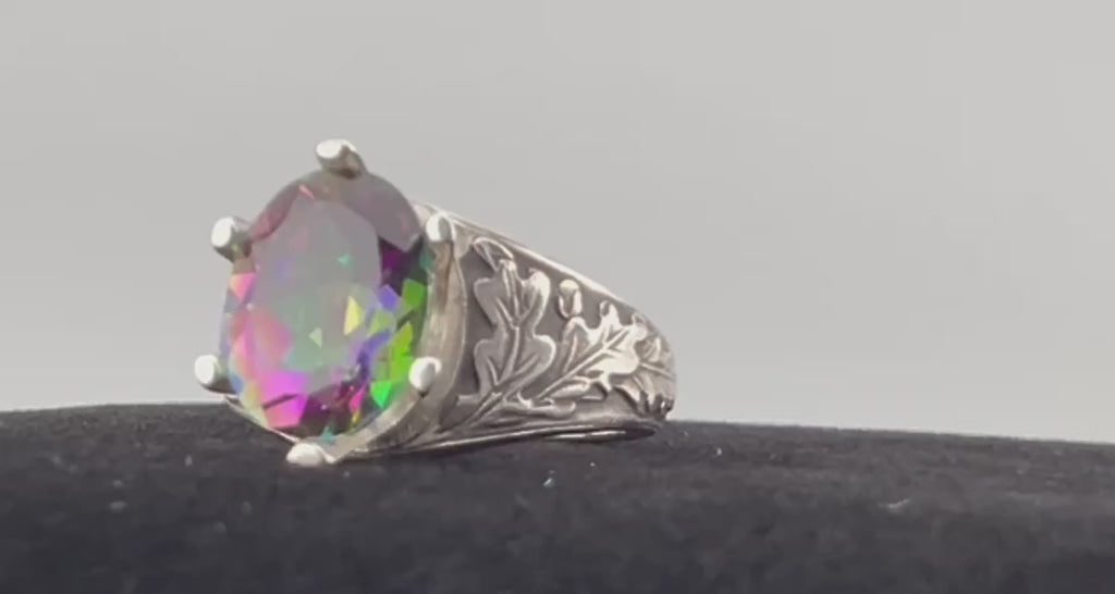 Oak Leaf Mystic Topaz Ring 6 7/8