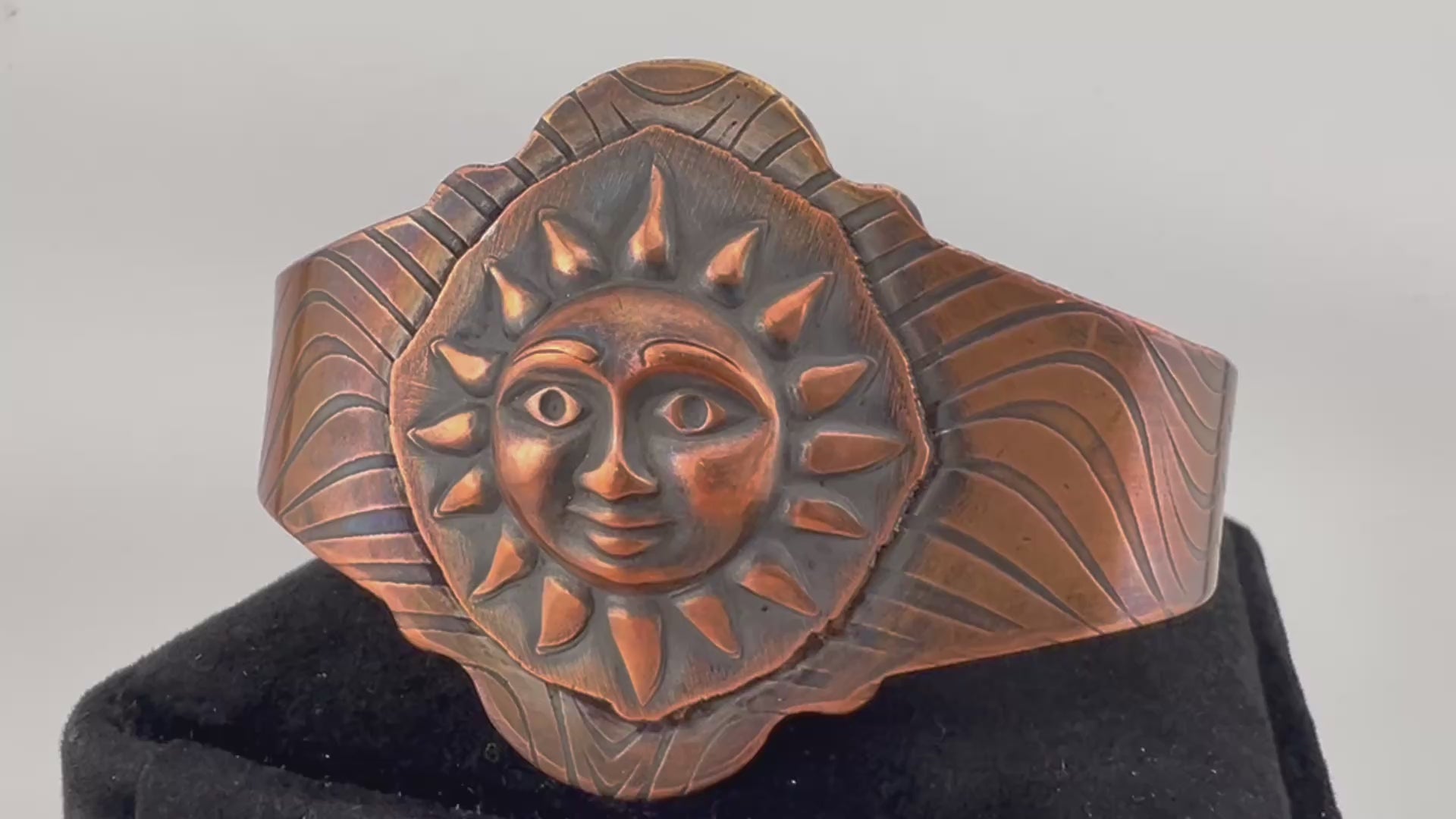 Copper Sun Face Cuff Bracelet